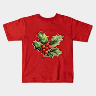 Holly Merry Christmas Kids T-Shirt